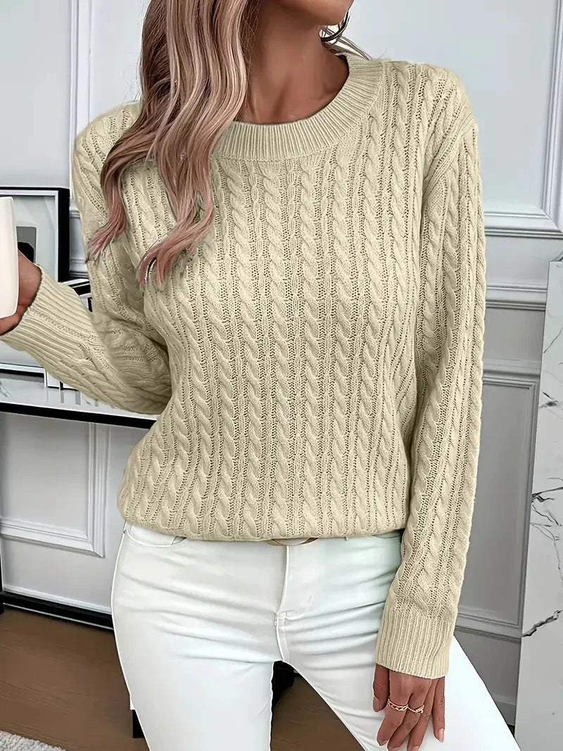 Julia | Damen Langarm Zopfmuster Pullover