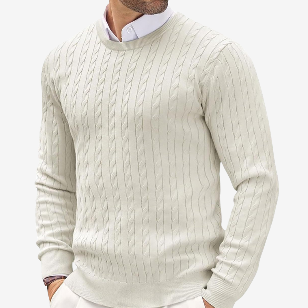 Pascal | Herren Rundhals Zopfmuster Strickpullover