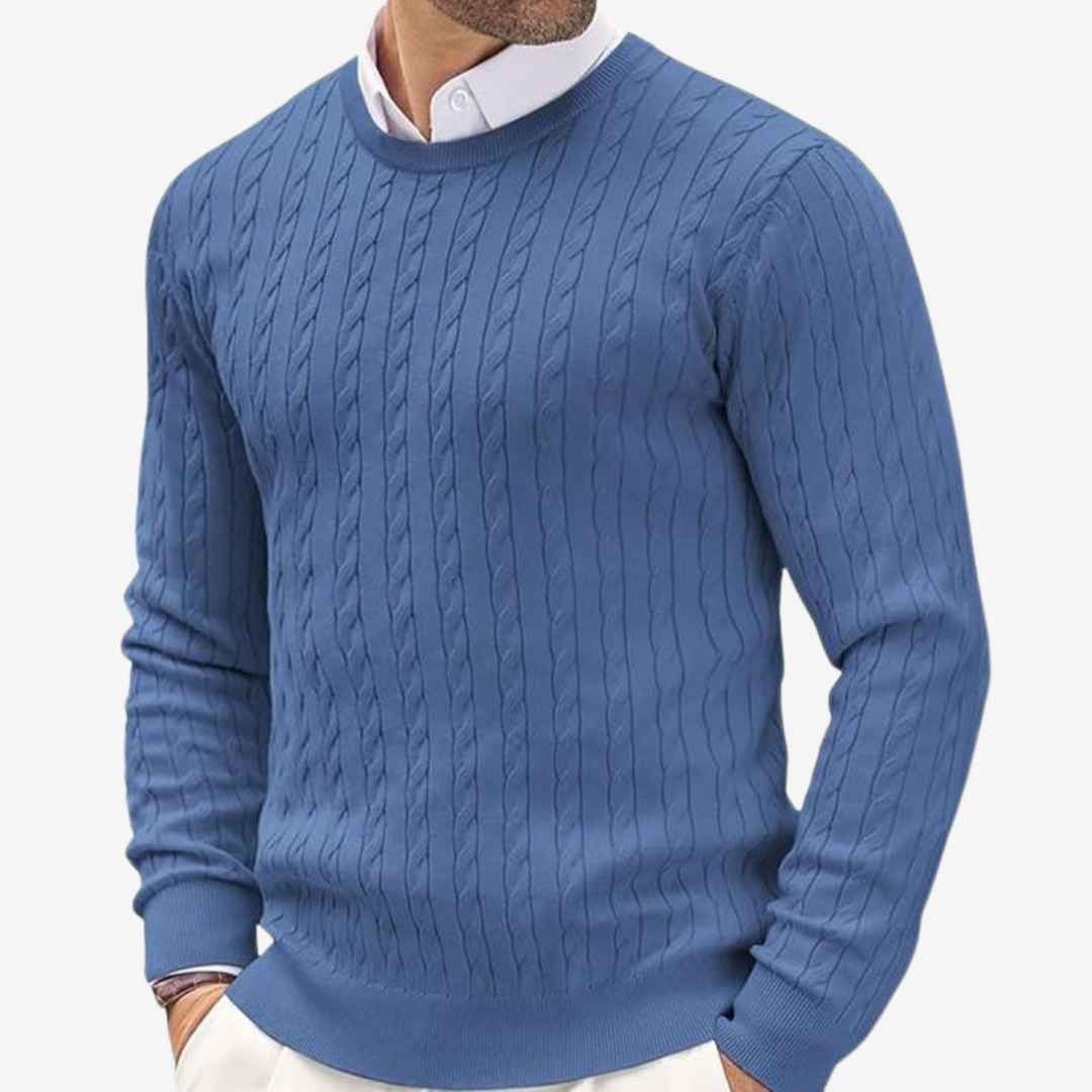 Pascal | Herren Rundhals Zopfmuster Strickpullover