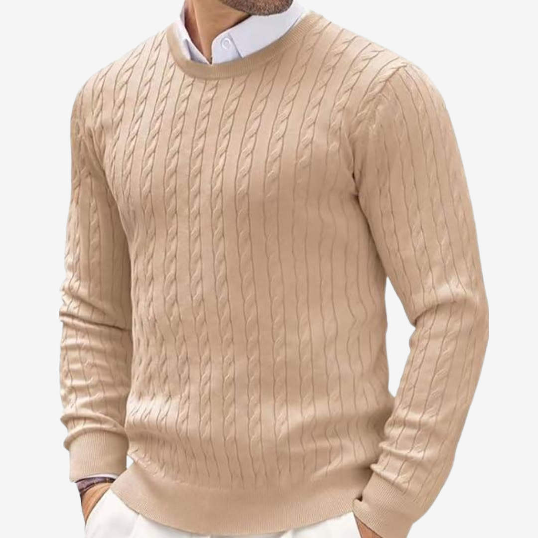 Pascal | Herren Rundhals Zopfmuster Strickpullover