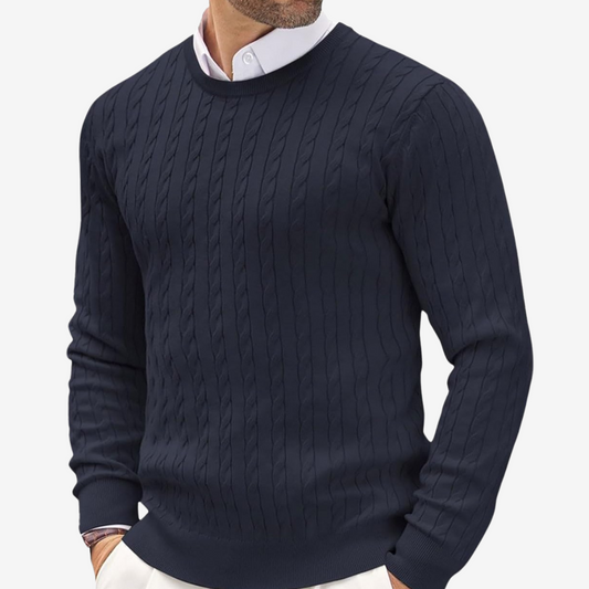 Pascal | Herren Rundhals Zopfmuster Strickpullover
