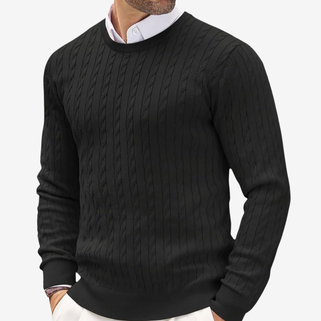 Pascal | Herren Rundhals Zopfmuster Strickpullover