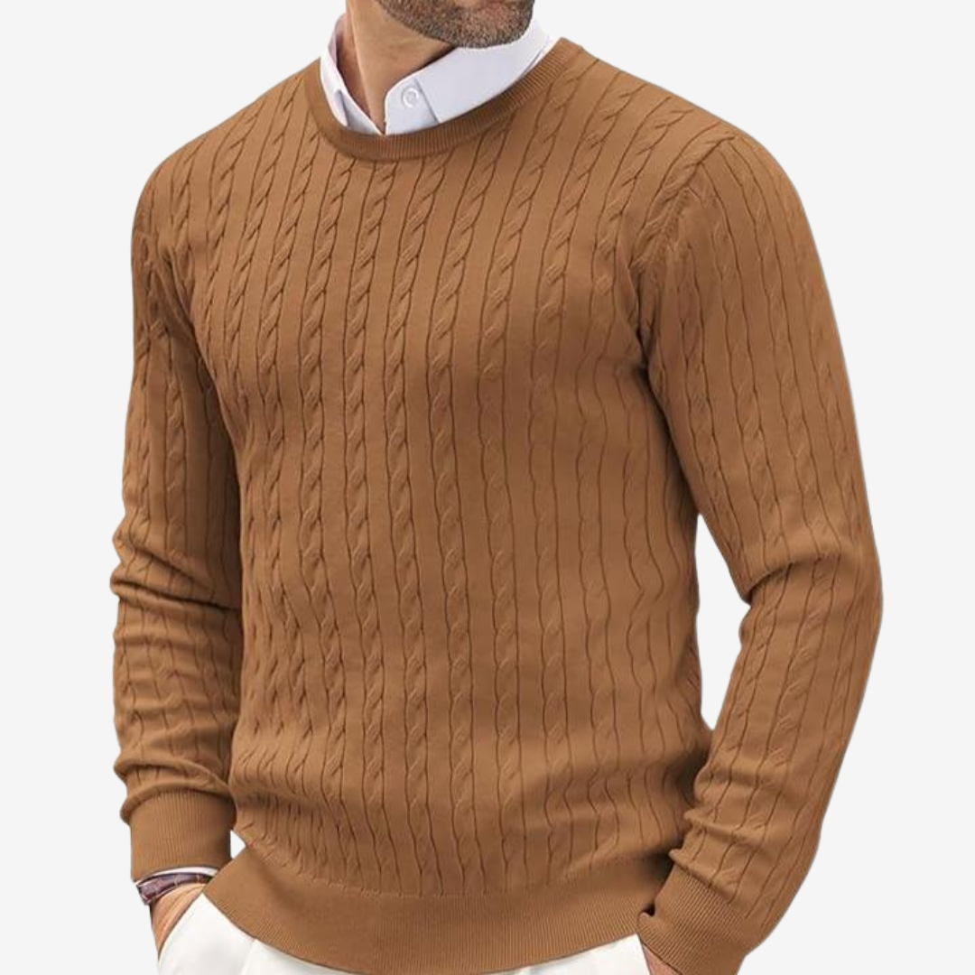 Pascal | Herren Rundhals Zopfmuster Strickpullover