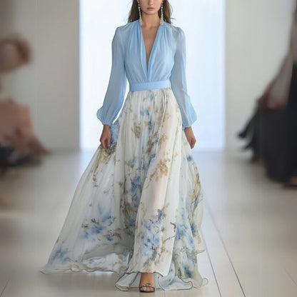 Nadine | Elegantes Maxikleid mit Blumenmuster für mühelosen Stil