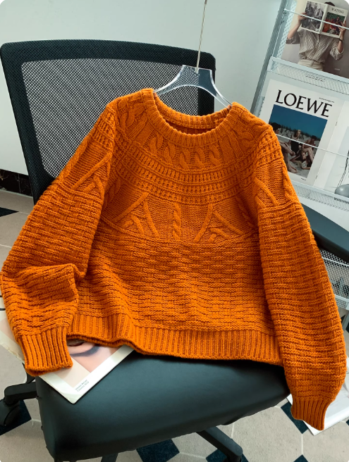 Deborah | Damen Rundhals Zopfmuster Strickpullover Langarm