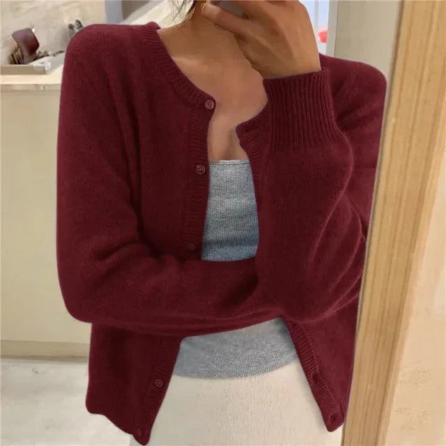 Elsbeth | Damen Eleganter Strickcardigan mit Knöpfen