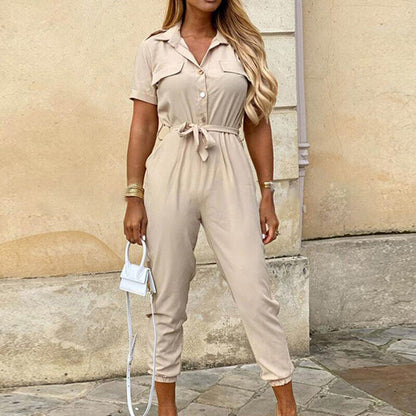 Flora | Stylischer bequemer Jumpsuit - Kurze Ärmel - Leichtgewicht