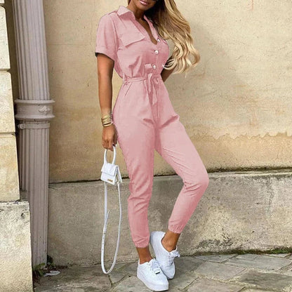 Flora | Stylischer bequemer Jumpsuit - Kurze Ärmel - Leichtgewicht