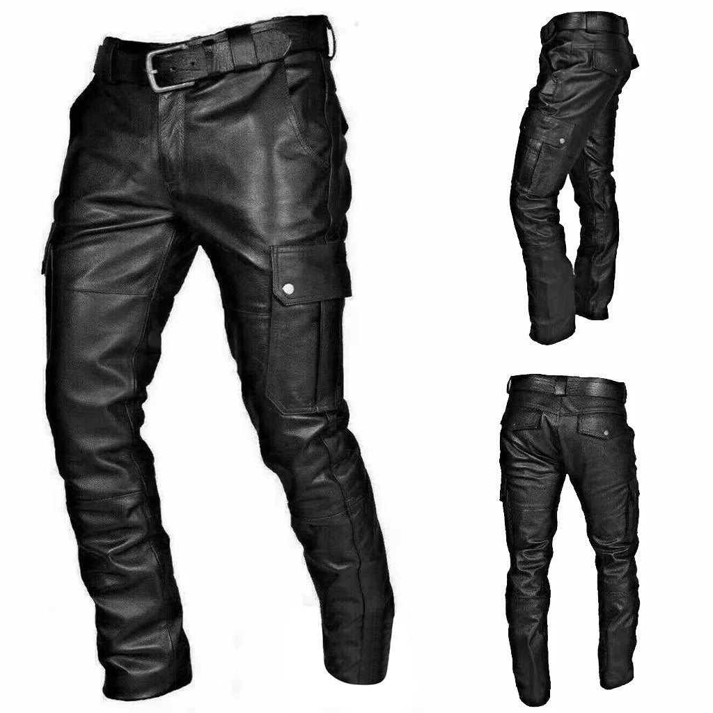 Julius | Stylische Kunstleder-Motorrad-Hose mit Cargo-Taschen