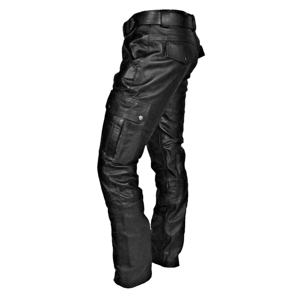 Julius | Stylische Kunstleder-Motorrad-Hose mit Cargo-Taschen