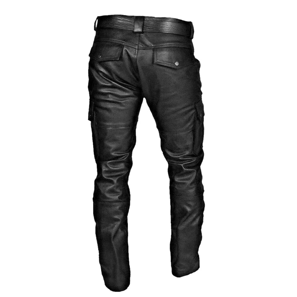 Julius | Stylische Kunstleder-Motorrad-Hose mit Cargo-Taschen