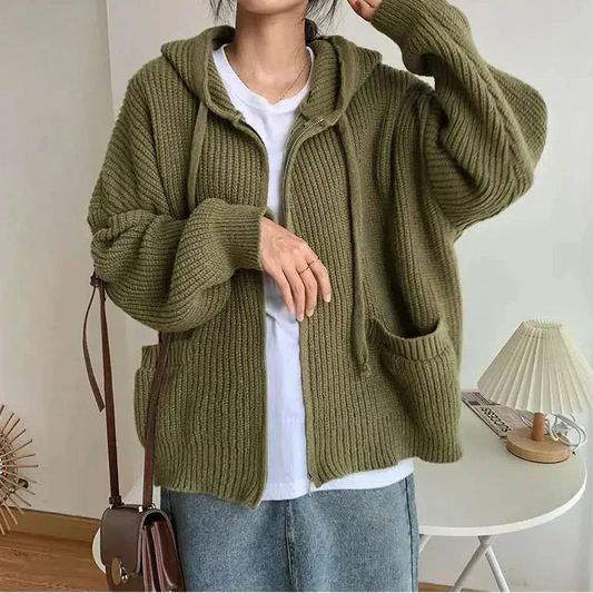 Ilse | Oversized Damen Strickjacke mit Reißverschluss