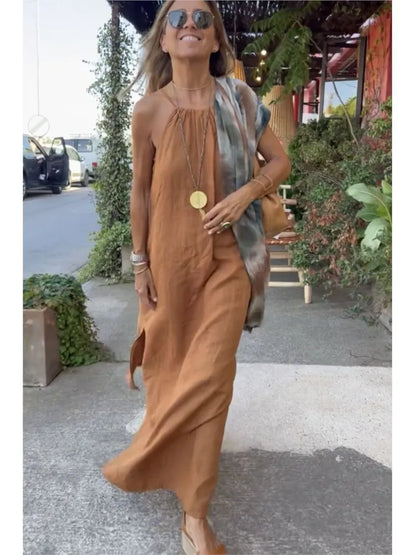 Aurelia | Elegantes Halter-Sommerkleid mit Seitenschlitz