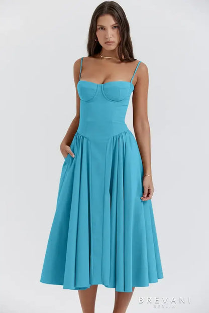 Ellie | Elegantes ärmelloses Midikleid mit Korsett