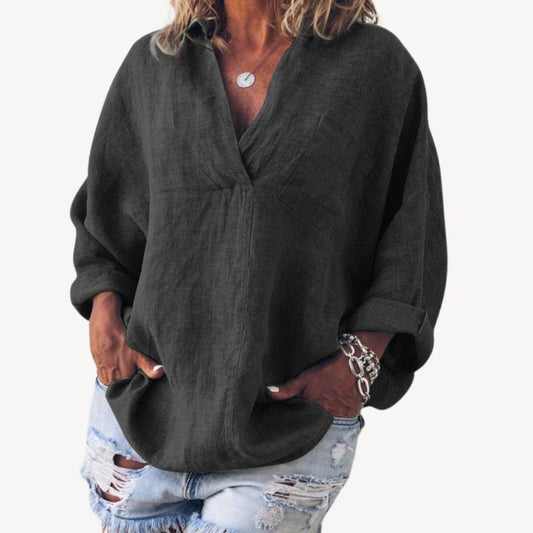 Marie | Damenbluse mit V-Ausschnitt - Casual Top