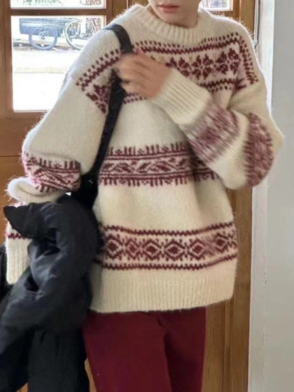 Gudrun | Damen Fair Isle Rundhals Pullover