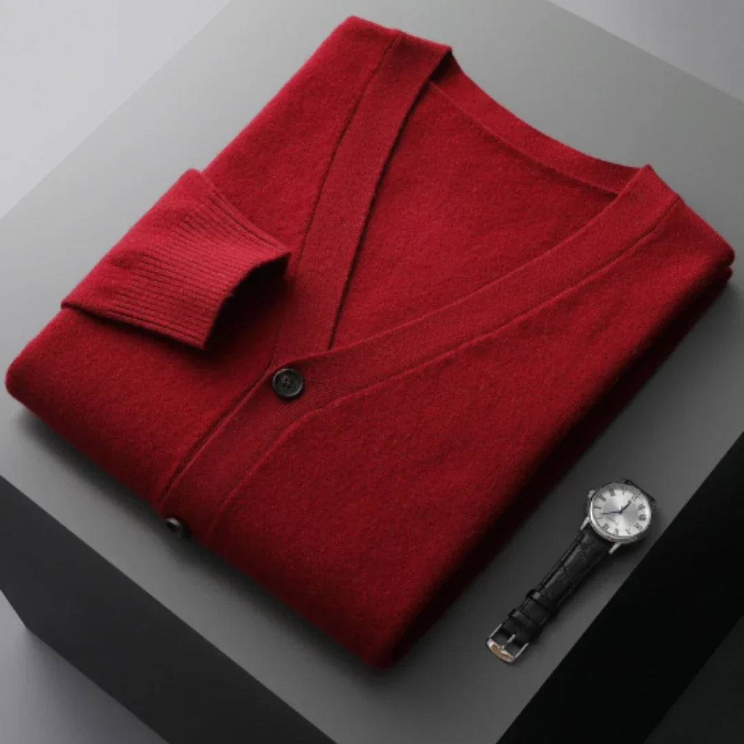 Lukas | Herren V-Ausschnitt Rippstrick-Cardigan