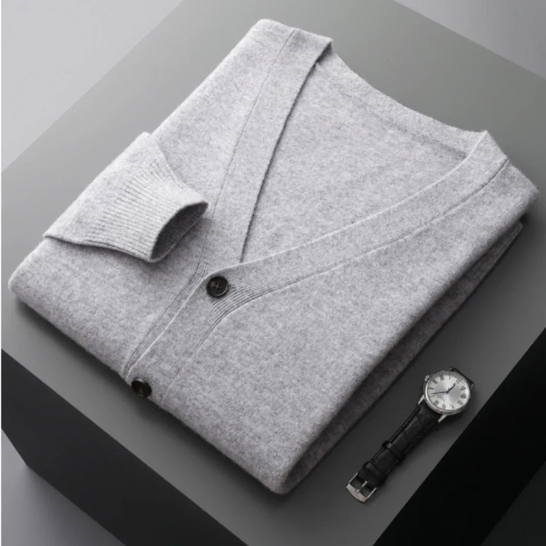 Lukas | Herren V-Ausschnitt Rippstrick-Cardigan