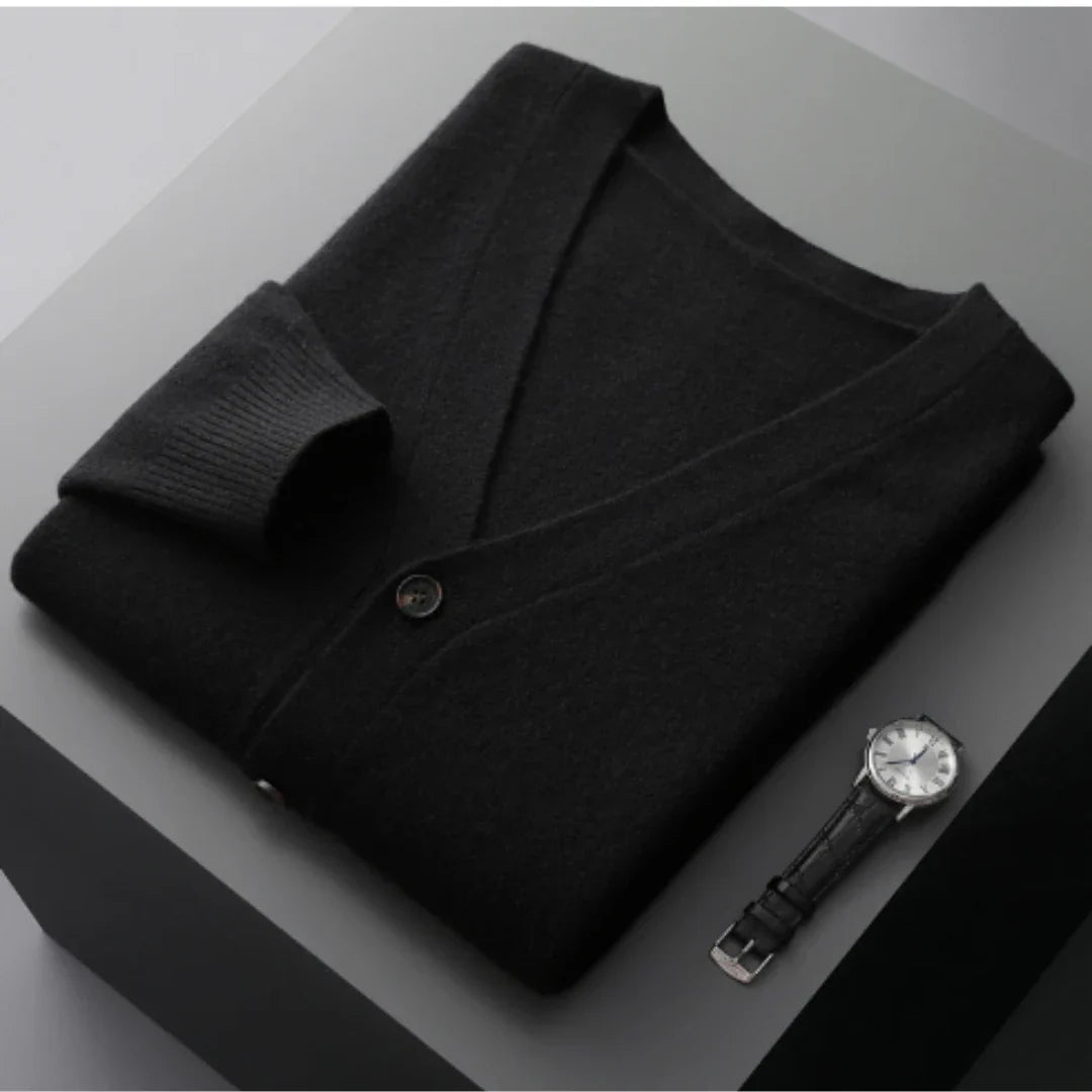 Lukas | Herren V-Ausschnitt Rippstrick-Cardigan