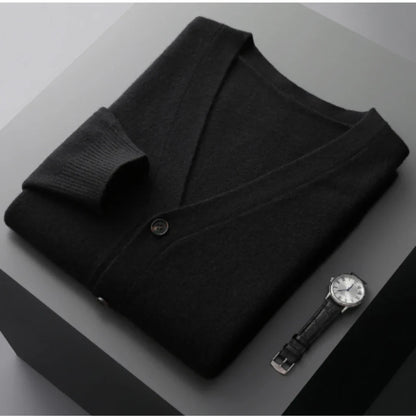 Lukas | Herren V-Ausschnitt Rippstrick-Cardigan