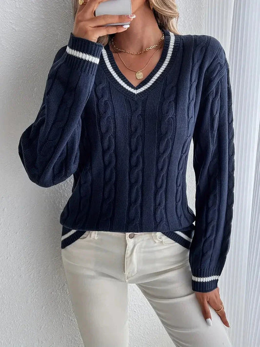 Monika | V-Ausschnitt Strickpullover für Damen