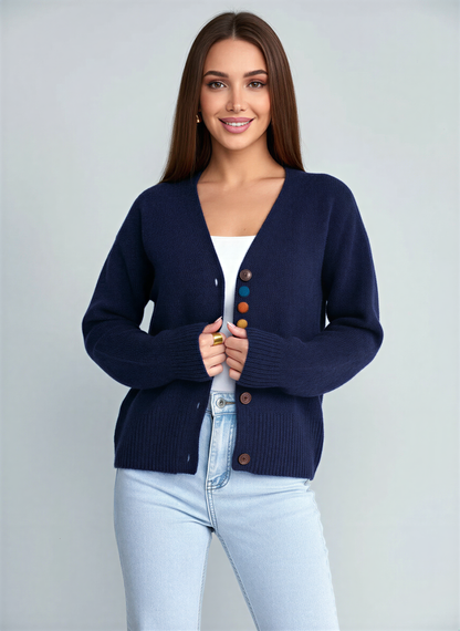 Evelin | Damen Strickjacke mit Knopfleiste